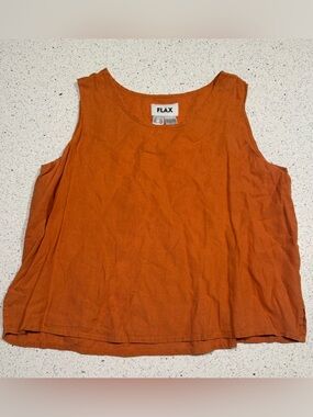 Flax Rust Pumpkin Burnt Orange Linen Tank Top Medium